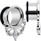 Clear Gem Drop Filigree Single Flare Tunnel Plug Set 6mm to 16mm