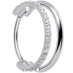 Single Row Micro Gem Implant Grade Titanium Hinged Double Hoop Nose Ring
