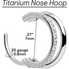 Single Row Micro Gem Implant Grade Titanium Hinged Double Hoop Nose Ring