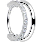 Single Row Micro Gem Implant Grade Titanium Hinged Double Hoop Nose Ring