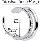 Single Row Micro Gem Implant Grade Titanium Hinged Double Hoop Nose Ring