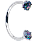 Double Gem Titanium Horseshoe Nose Ring -  Internally Threaded Solid Titanium CZ Horseshoe Nose Hoop