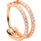 20G Double Row Micro Gem Implant Grade Titanium Hinged Double Hoop Nose Ring