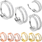 20G Double Row Micro Gem Implant Grade Titanium Hinged Double Hoop Nose Ring