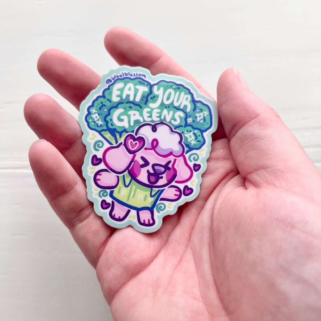 "Eat Your Greens" Blossom Puppy ~ Sticker