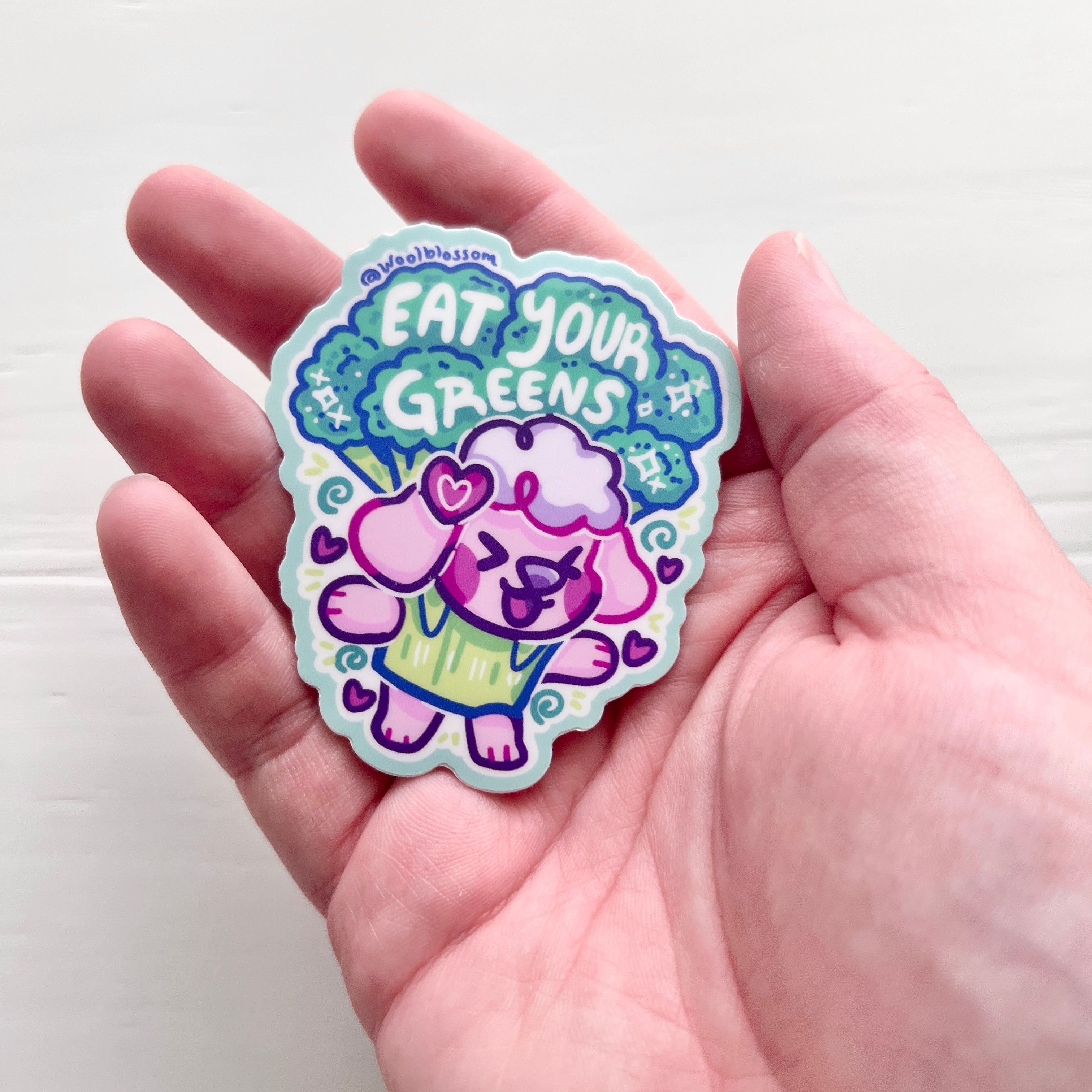 "Eat Your Greens" Blossom Puppy ~ Sticker