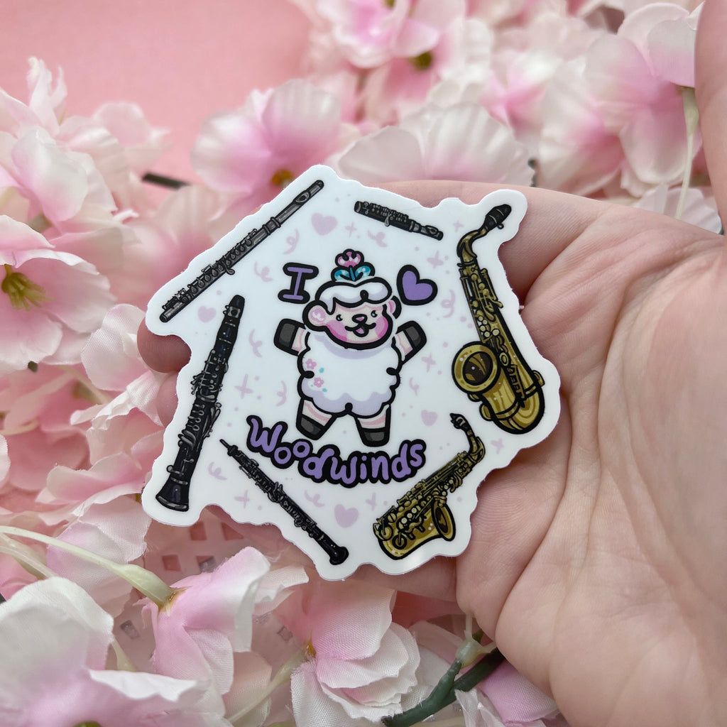 "I Love Woodwinds!" Instruments Sprout ~ Sticker