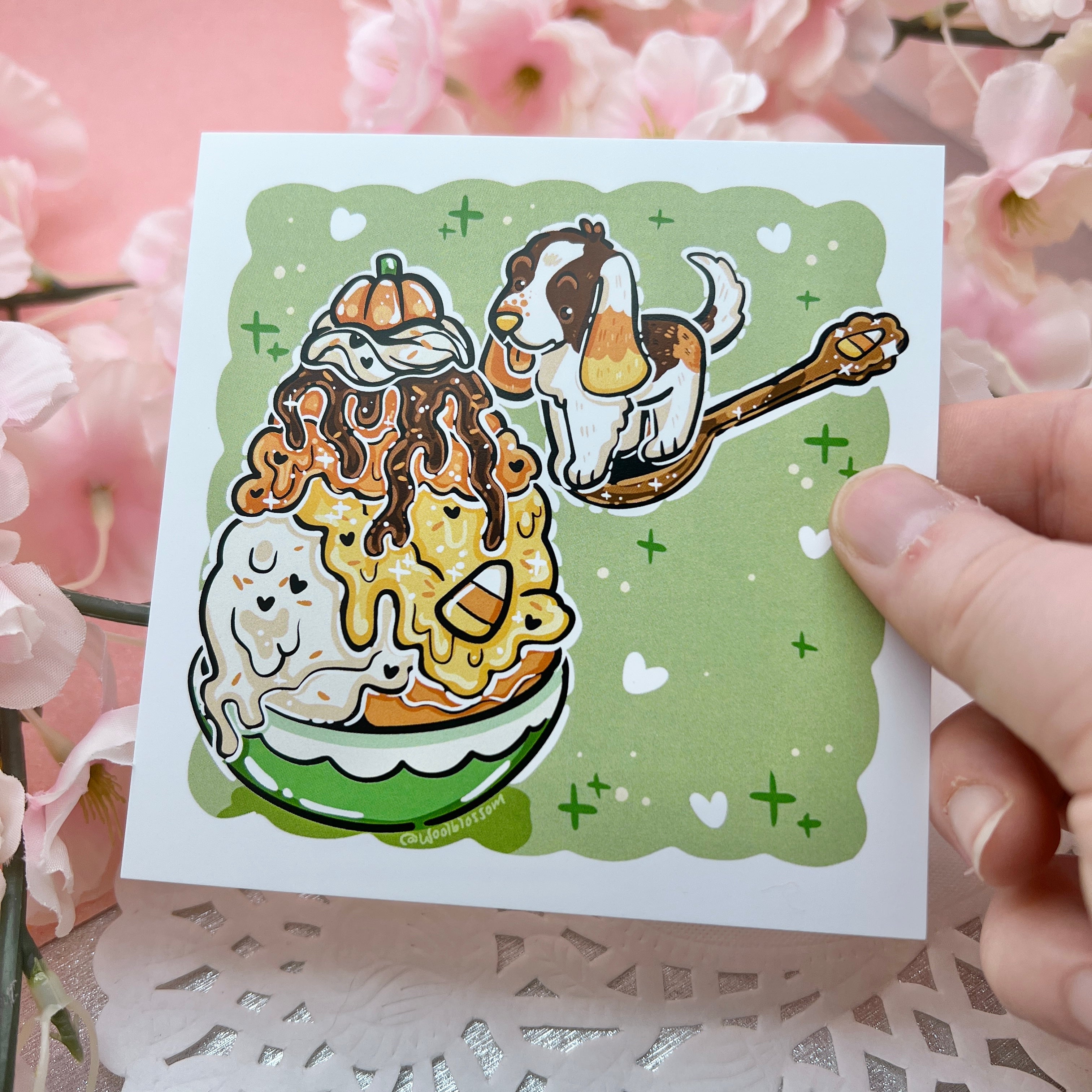 Candy Corn Sundae Basset Hound ~ Print