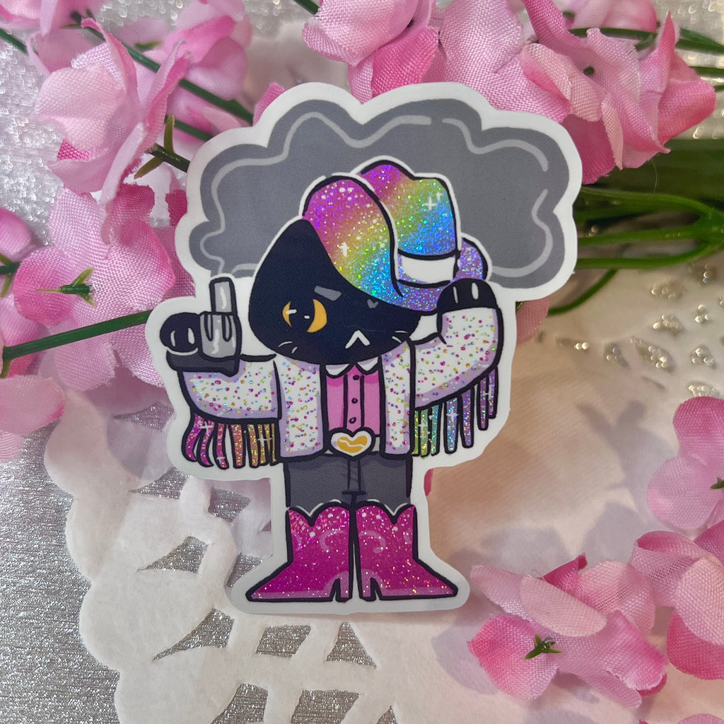 Rootin Tootin Rainbow Cat ~ Pixie Dust Glitter Sticker