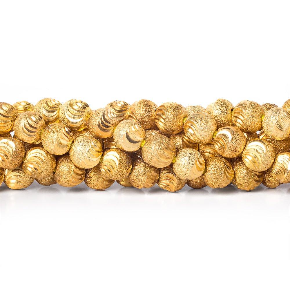 8mm 22kt Gold Plated Brass Beads Scallop Diamond Cut Rounds Beads, 8 inch, 28 beads