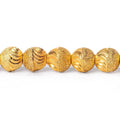 8mm 22kt Gold Plated Brass Beads Scallop Diamond Cut Rounds Beads, 8 inch, 28 beads