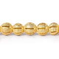 8mm 22kt Gold Plated Brass Stardust Striped Round Beads, 8 inch, 28 beads