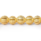 8mm 22kt Gold Plated Brass Stardust Striped Round Beads, 8 inch, 28 beads