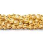 8mm 22kt Gold Plated Brass Stardust Striped Round Beads, 8 inch, 28 beads