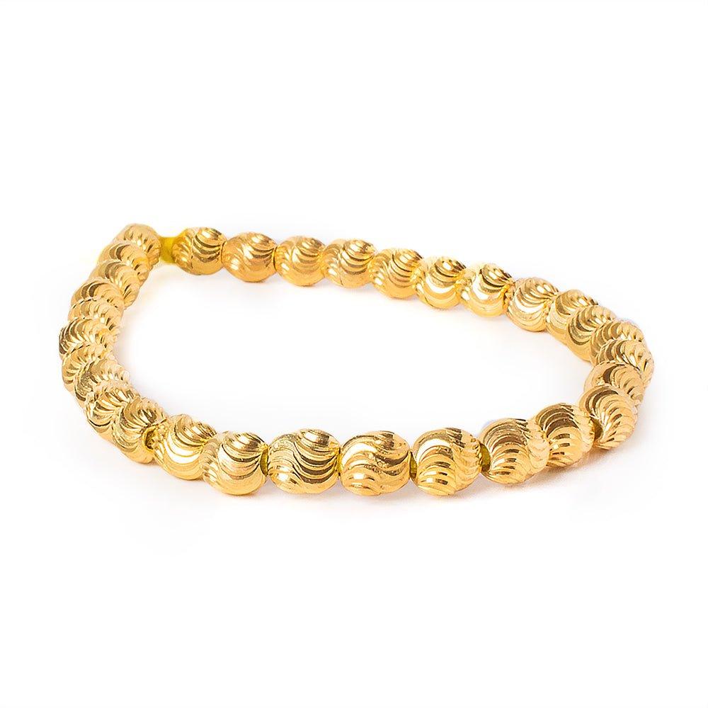 8mm 22kt Gold Plated Brass Wave Cut Ovals 8 inch 28 beads