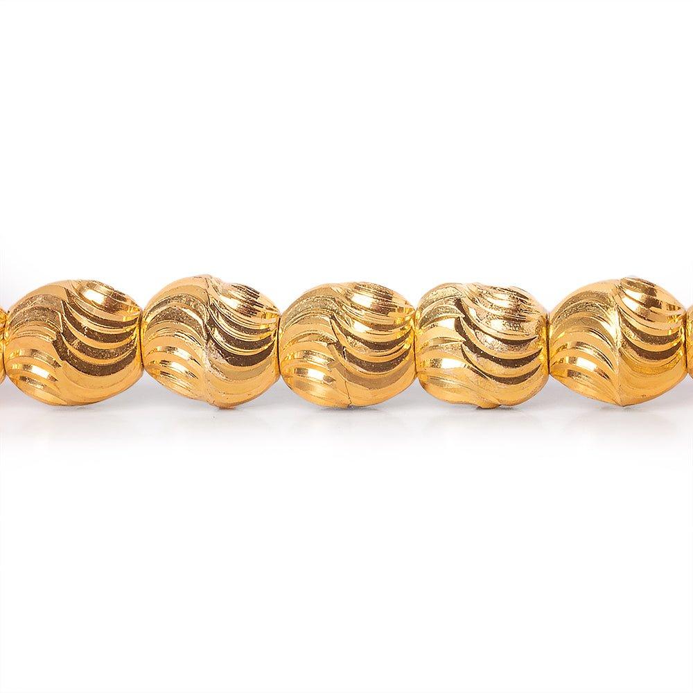 8mm 22kt Gold Plated Brass Wave Cut Ovals 8 inch 28 beads
