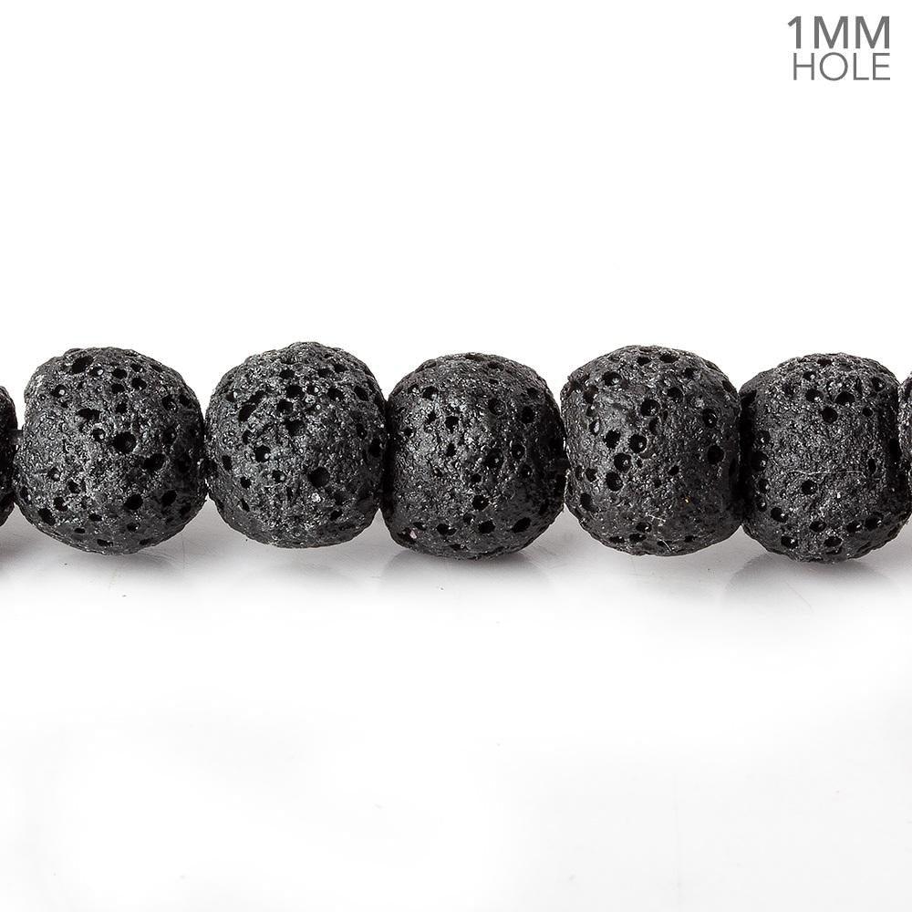 8mm Black Lava Rock plain rounds 16 inch 51 beads