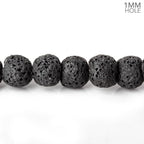 8mm Black Lava Rock plain rounds 16 inch 51 beads