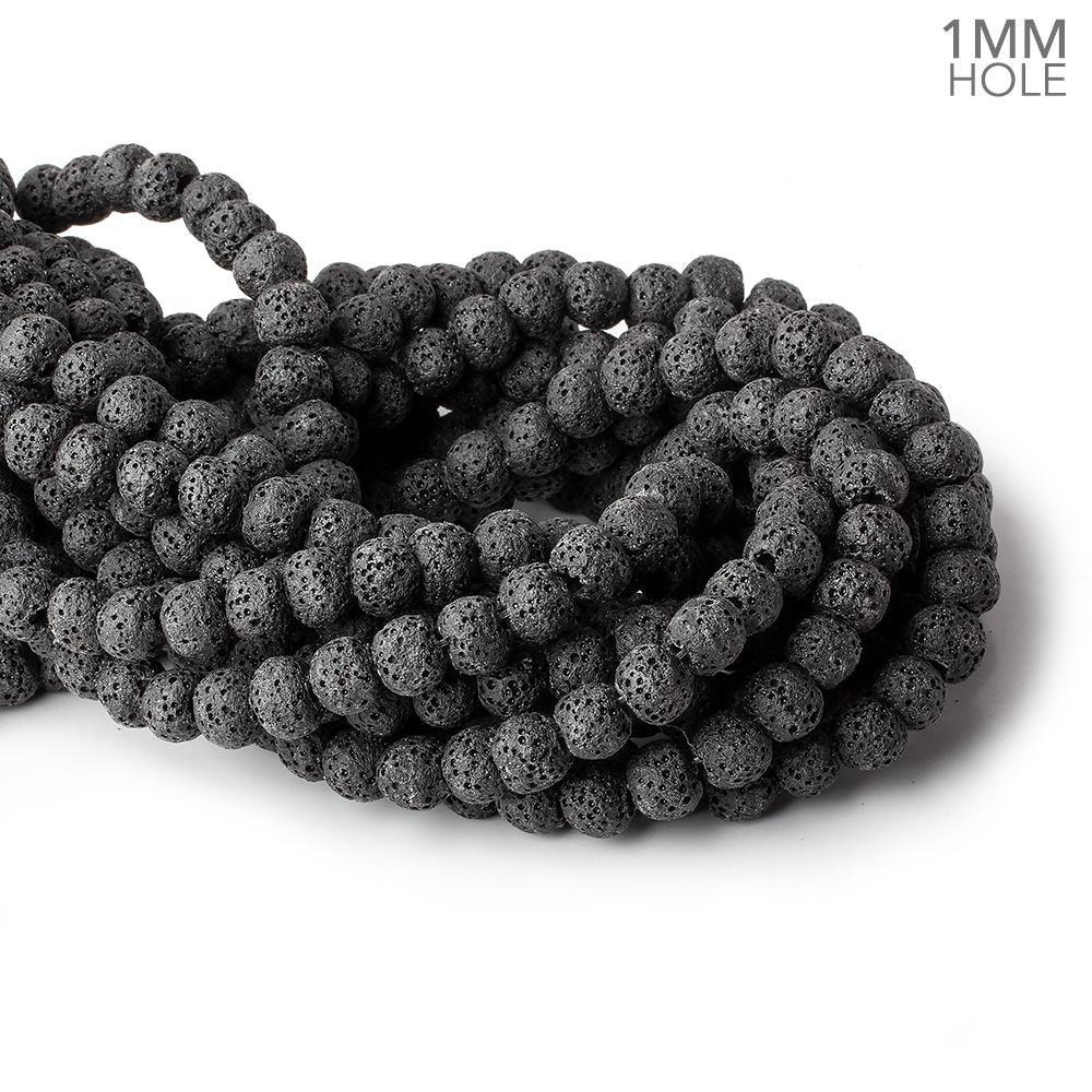 8mm Black Lava Rock plain rounds 16 inch 51 beads
