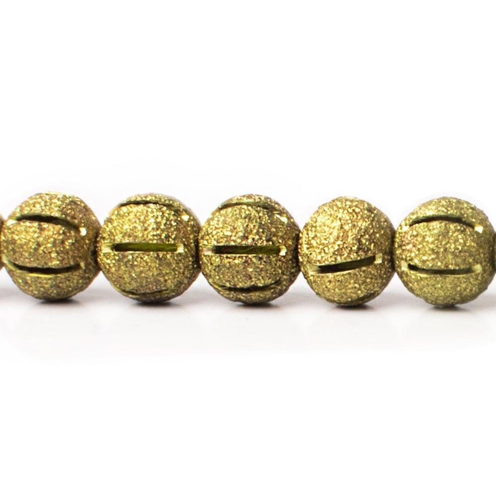 8mm Brass Textured Round Beads 8 inch 27 beads
