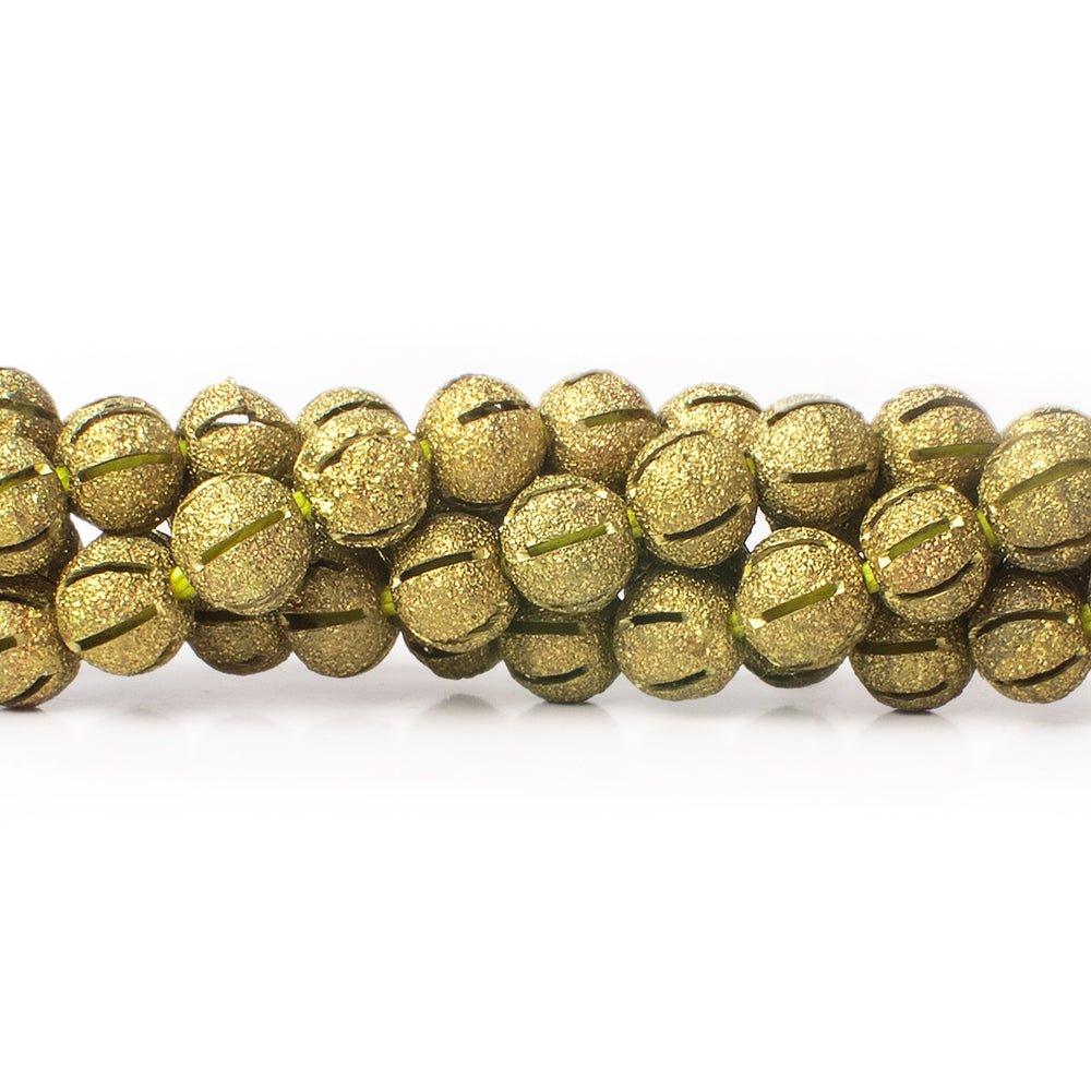 8mm Brass Textured Round Beads 8 inch 27 beads