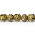 8mm Brass Textured Wave Round Beads 8 inch 25 beads