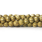 8mm Brass Textured Wave Round Beads 8 inch 25 beads