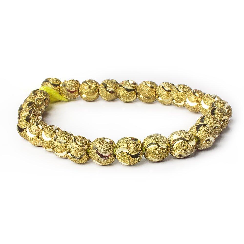 8mm Brass Half Moon Stardust Rounds 8 inch 27 beads