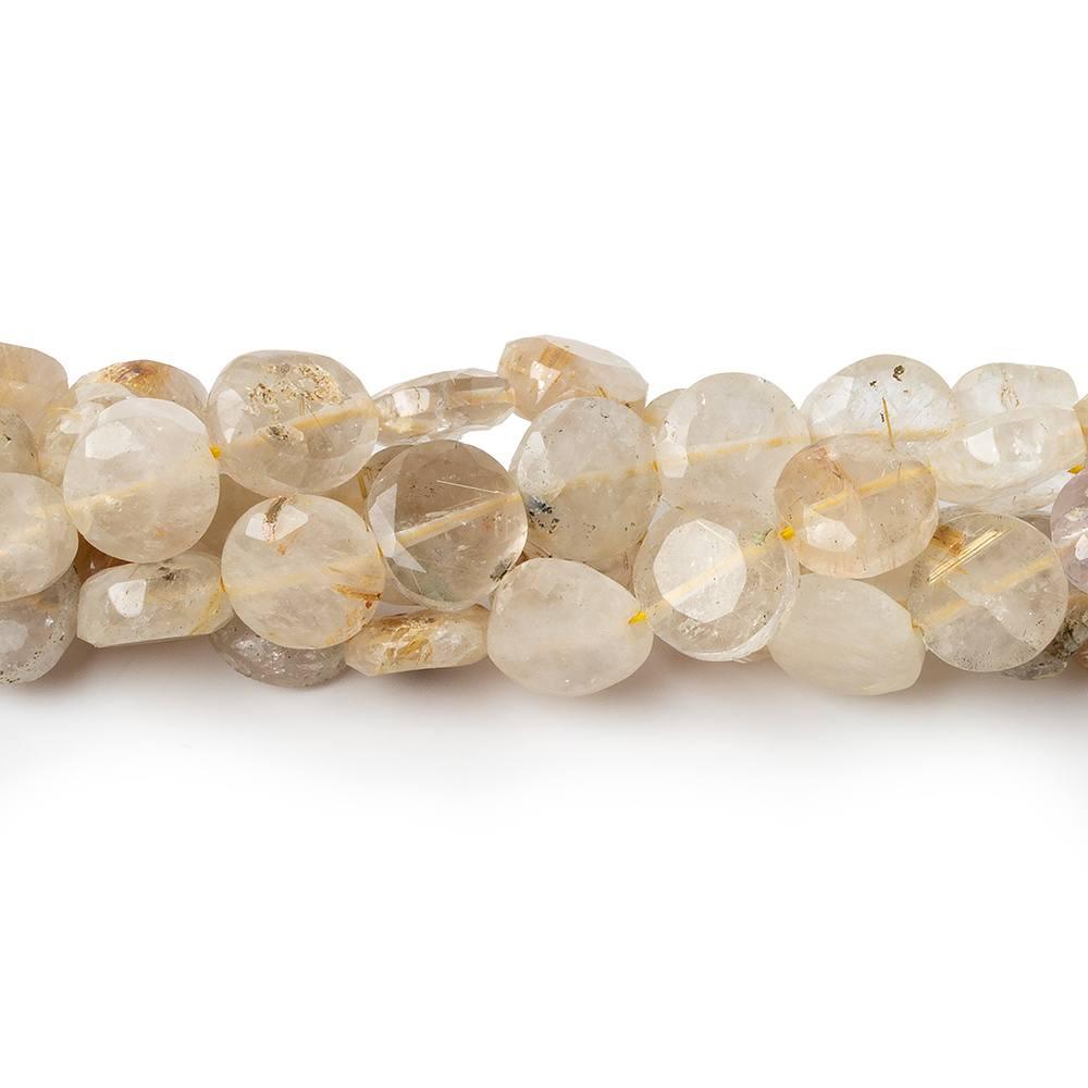 8mm Rutilated Quartz Faceted Coins 13.5 inch 44 beads