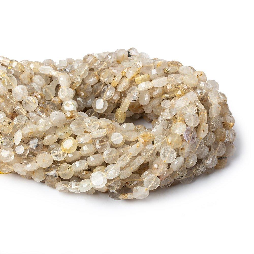 8mm Rutilated Quartz Faceted Coins 13.5 inch 44 beads