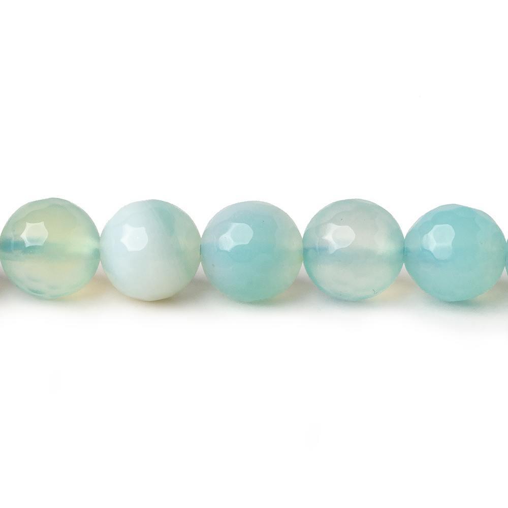 8mm Seaglass Aqua Agate faceted rounds 15 inch 47 beads