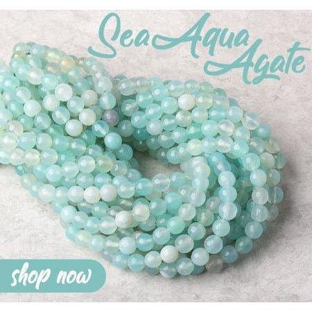 8mm Seaglass Aqua Agate faceted rounds 15 inch 47 beads