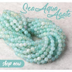 8mm Seaglass Aqua Agate faceted rounds 15 inch 47 beads
