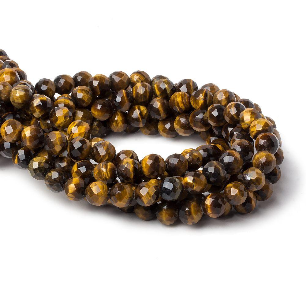 8mm Tiger Eye Faceted Round Beads, 15 inch
