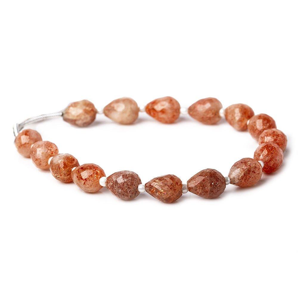 8x6mm Sunstone straight drilled faceted teardrop 8 inch 16 pieces