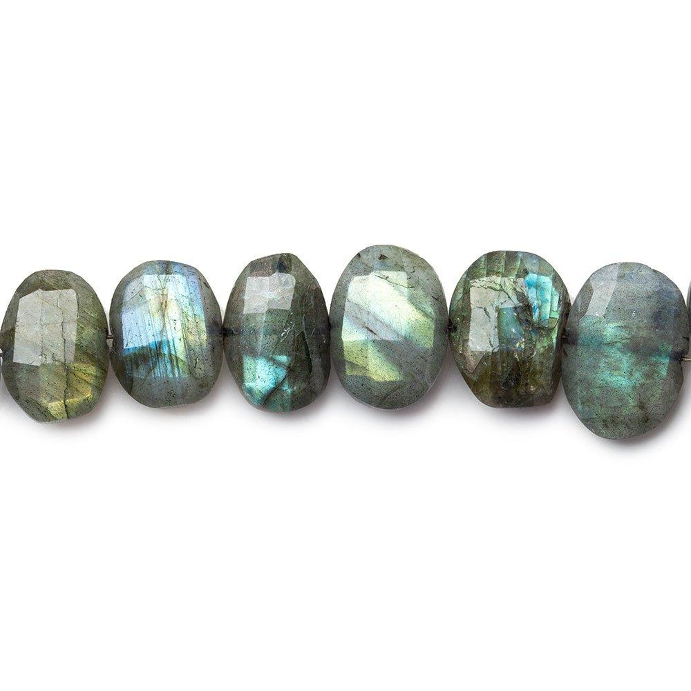 8x7-14x9mm Labradorite side drilled faceted oval cushions 5.5 inch 17 beads