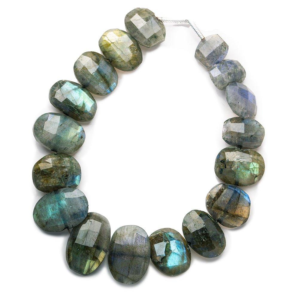 8x7-14x9mm Labradorite side drilled faceted oval cushions 5.5 inch 17 beads
