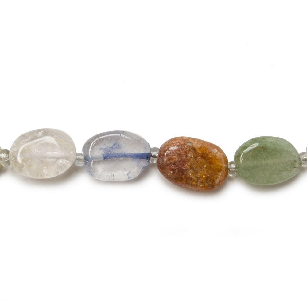 9-12mm Multi Gemstone Plain Oval Beads, 14 inch