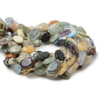 9-12mm Multi Gemstone Plain Oval Beads, 14 inch
