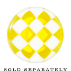 6G Acrylic Yellow and White Checker Saddle Plug