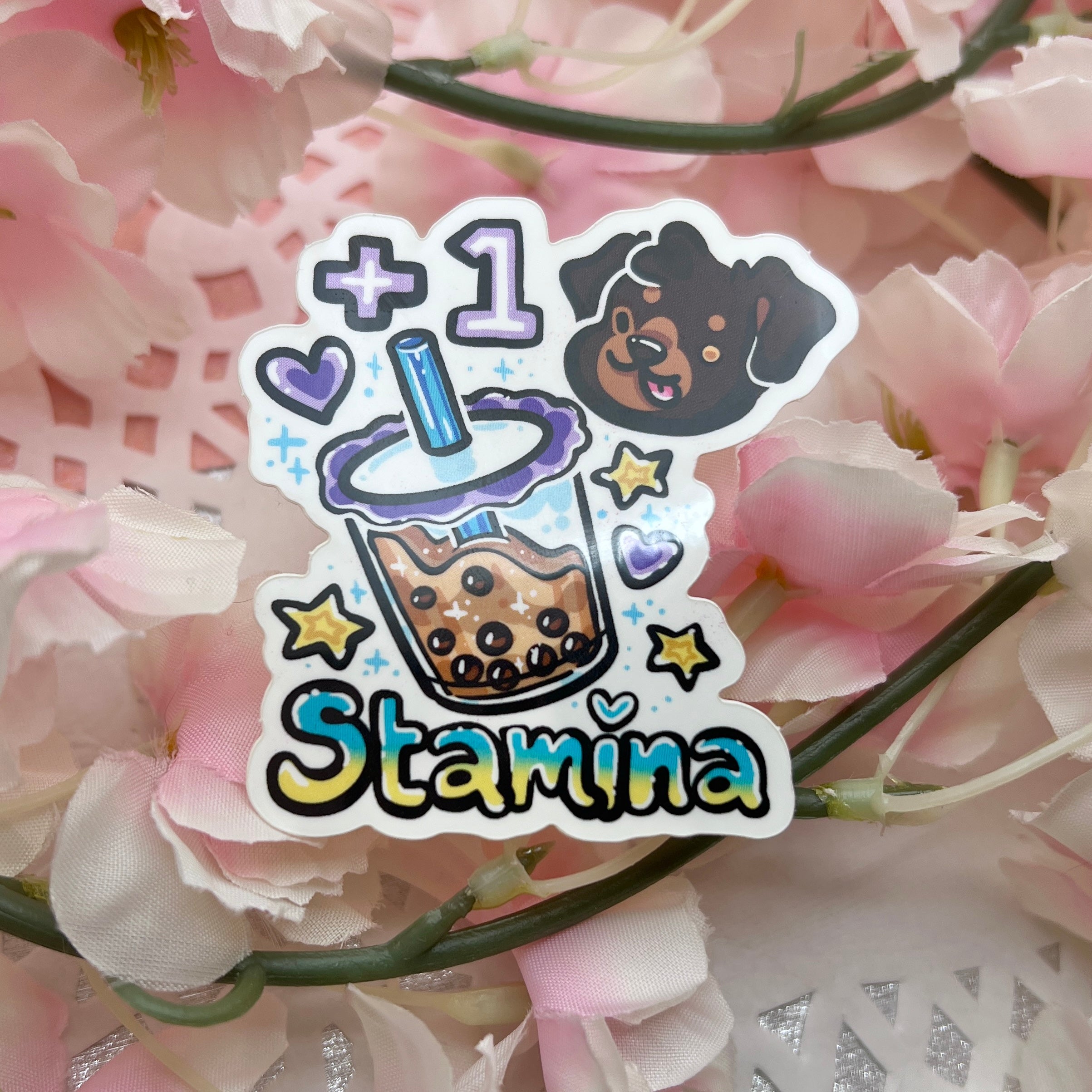 "+1 Stamina!" Boba Puppy ~ Sticker