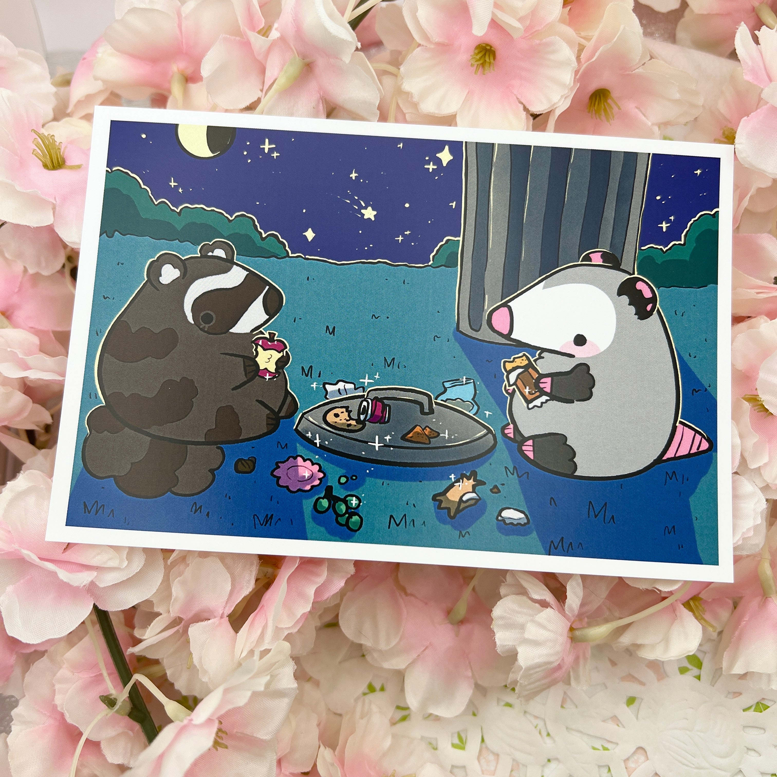 Raccoon Opossum Date Night ~ Print