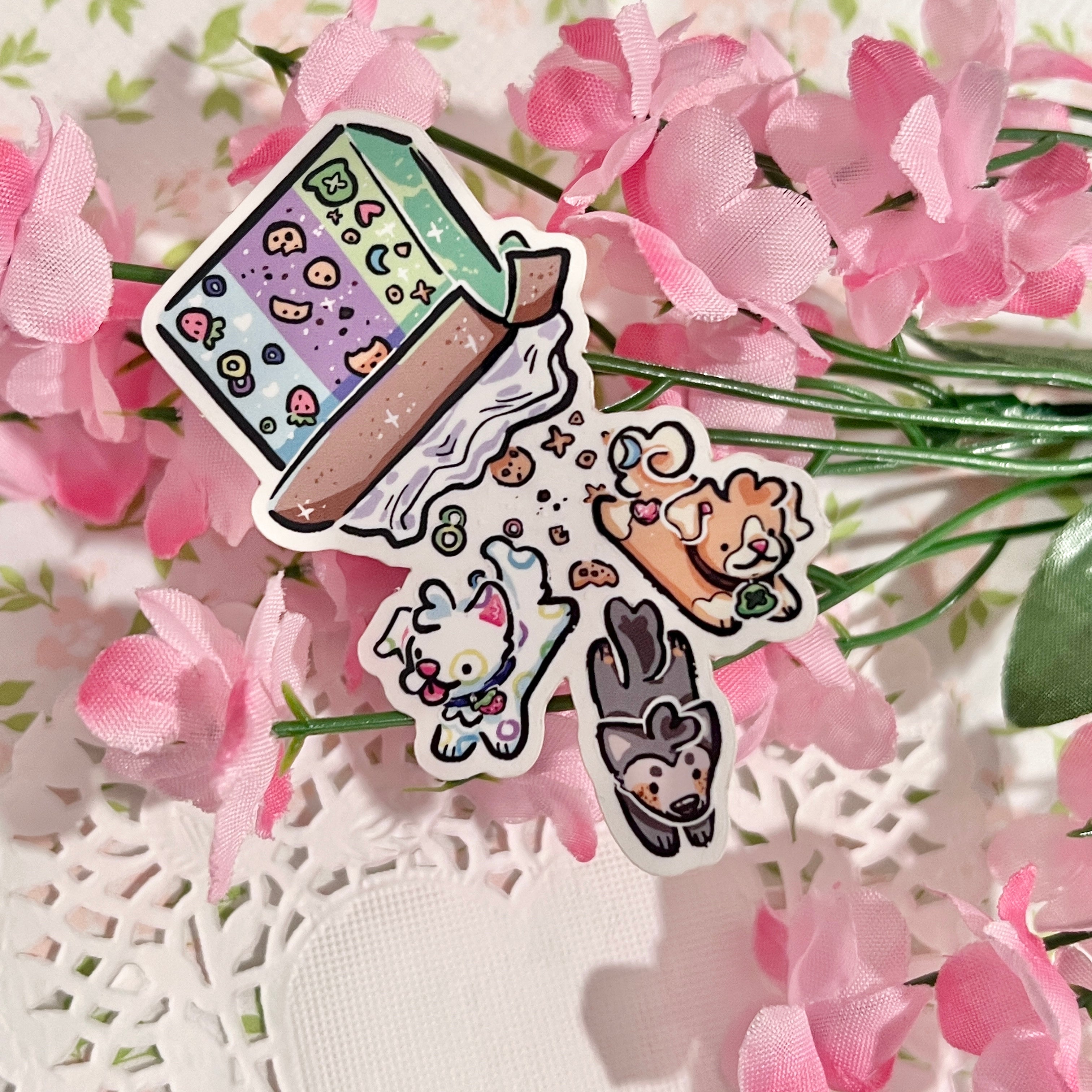 Cereal Box Puppies ~ CLEAR Sticker