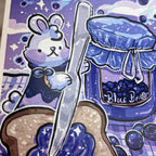 Blueberry Meteor Shower Picnic Bunny ~ Shimmer Print