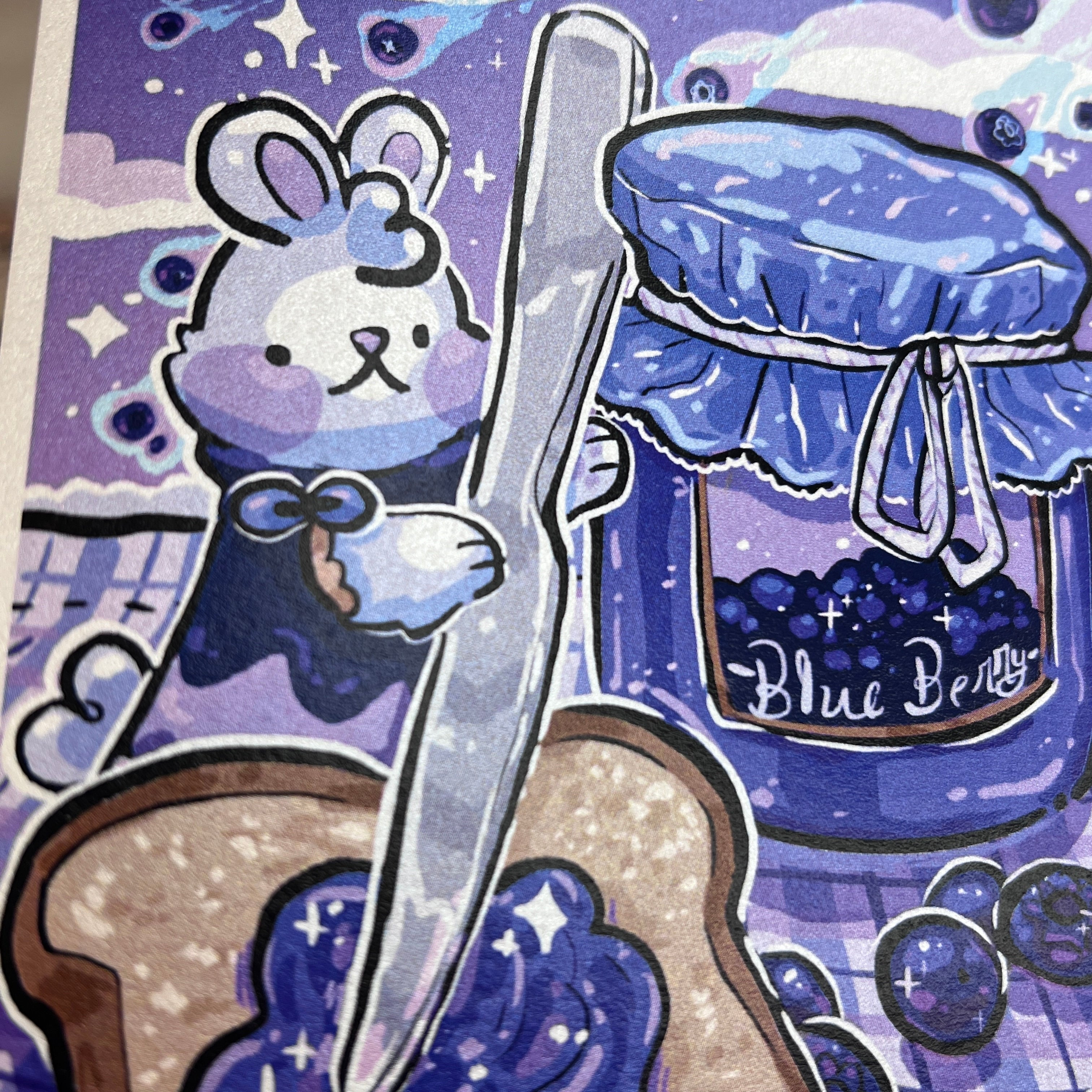 Blueberry Meteor Shower Picnic Bunny ~ Shimmer Print