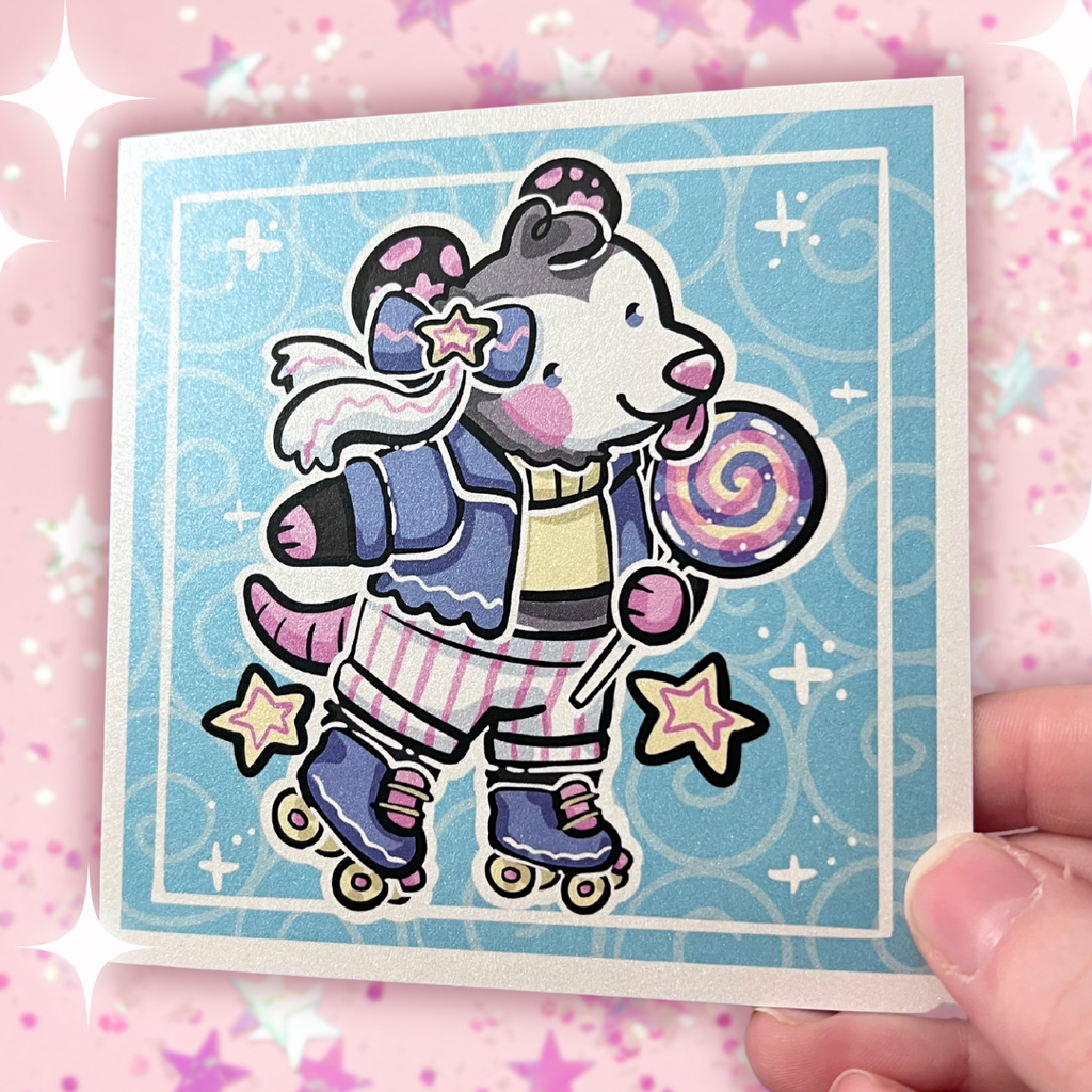Roller Skatin' Opossum ~ Shimmer Print