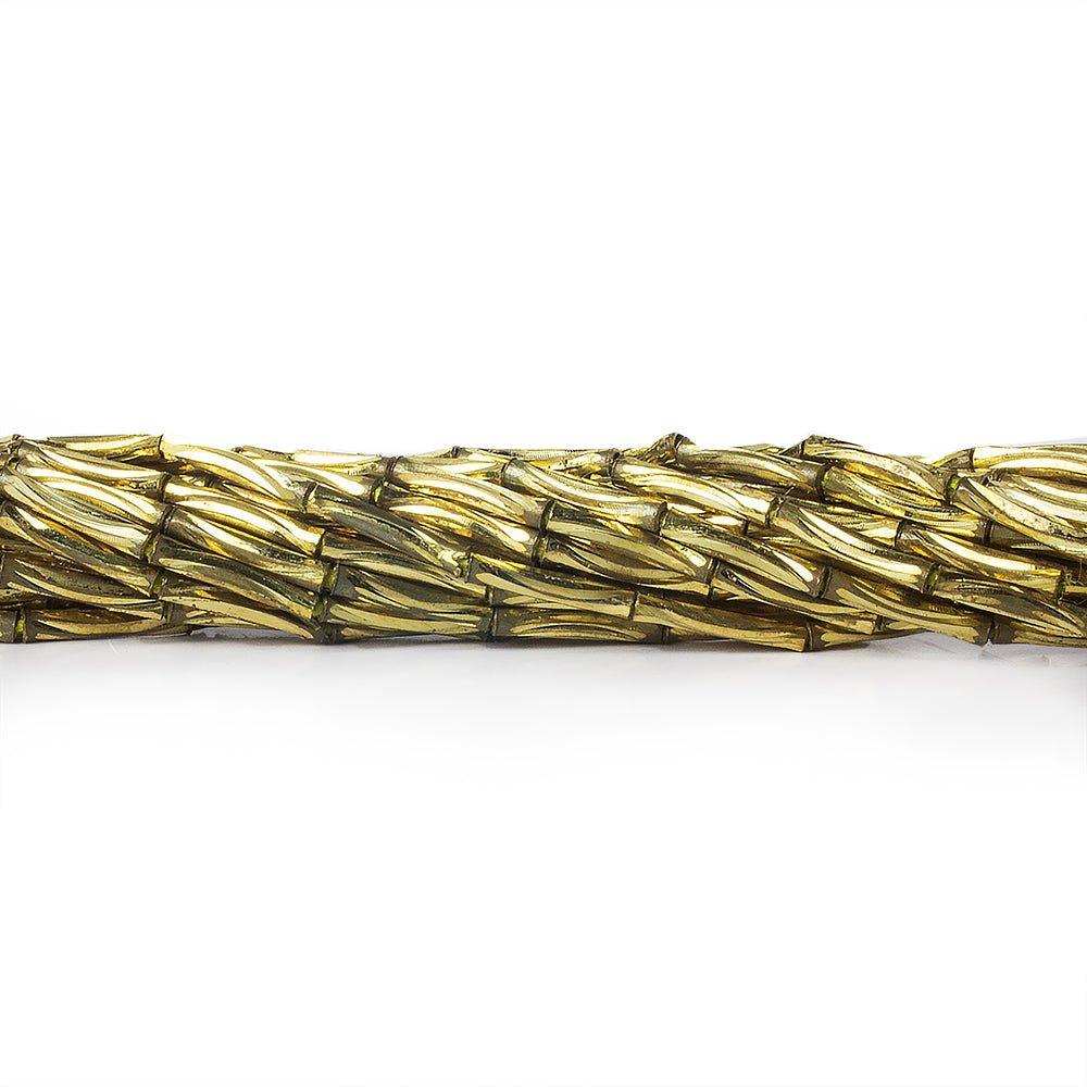 9mm Brass Curved Grooved Tubes 8 inch 25 beads