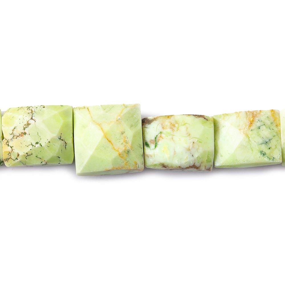 9mm Chrysoprase And Matrix Faceted Rectangle Beads, 15 inch