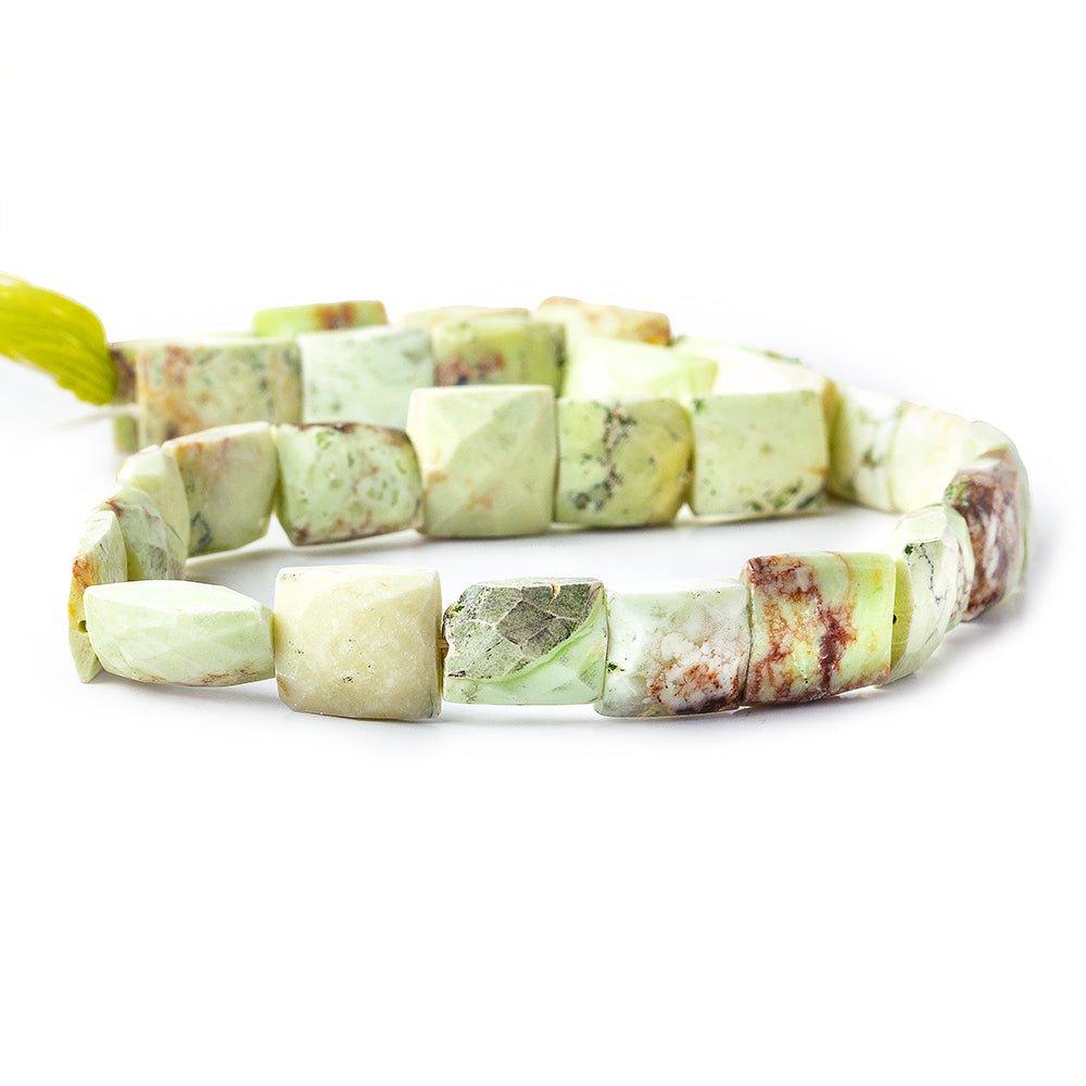 9mm Chrysoprase And Matrix Faceted Rectangle Beads, 15 inch