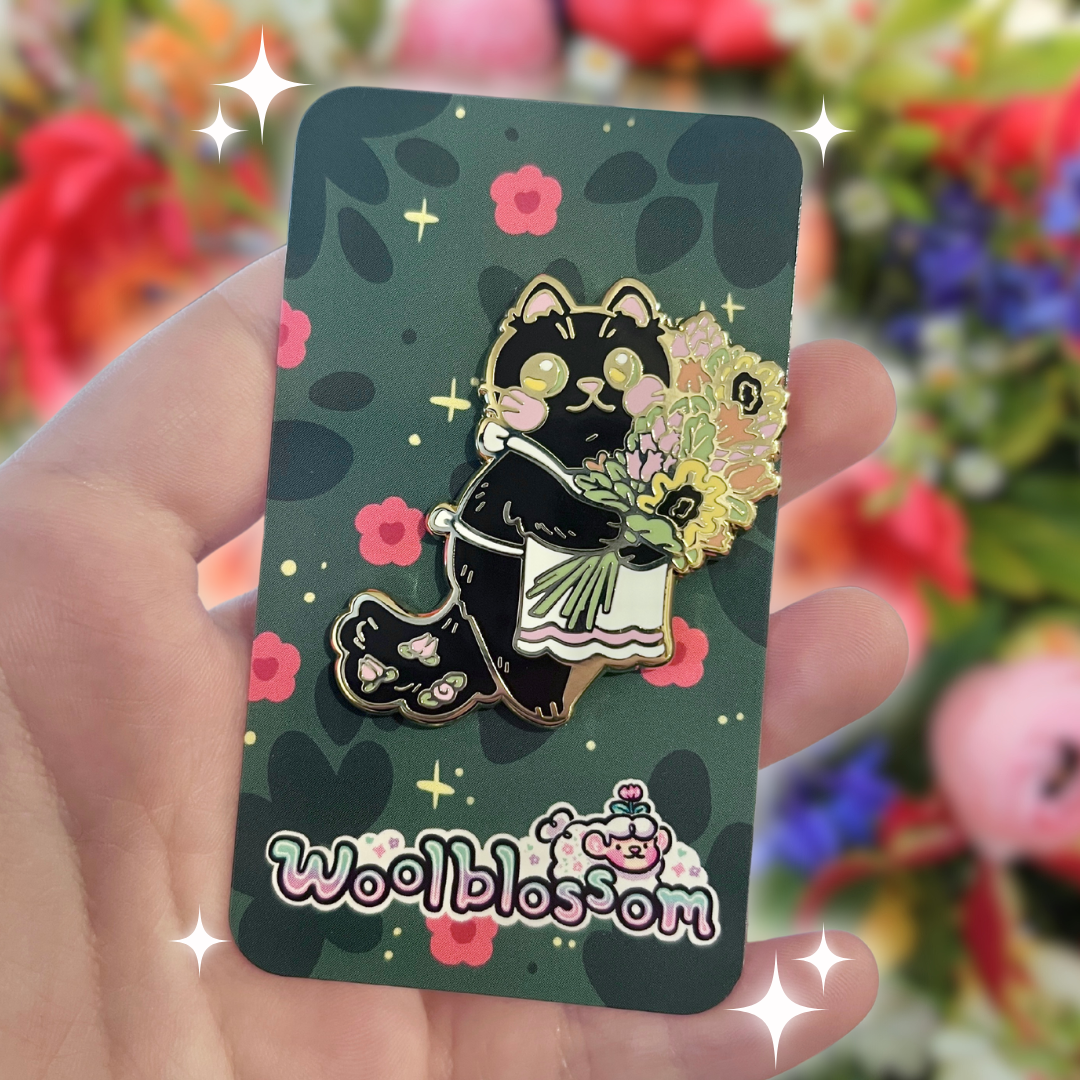 Flower Shop Cat ~ Enamel Pin